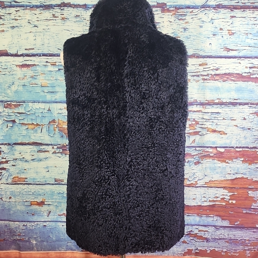 Talbots Blue Plush Vest High Collar - Picture 4 of 7